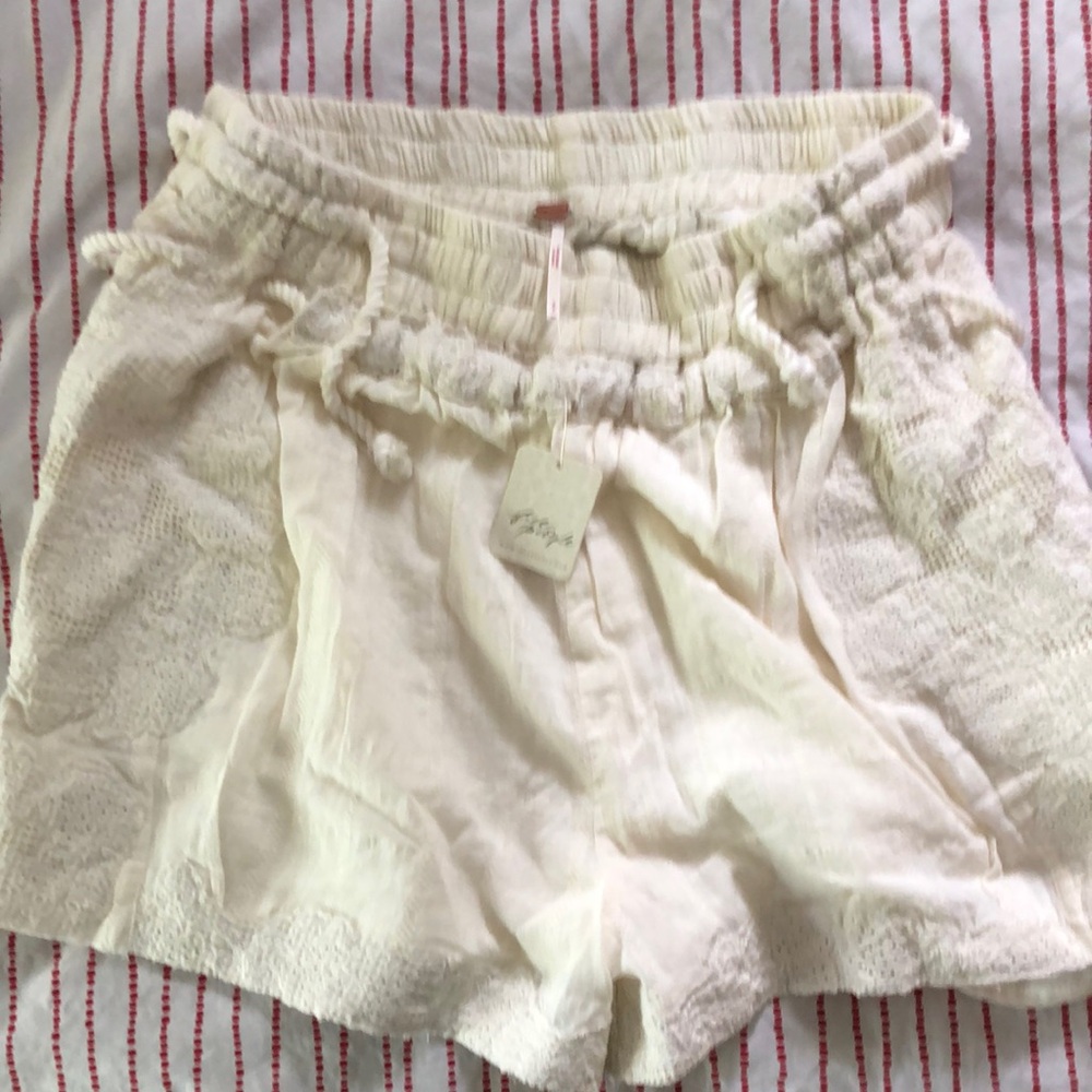Free People High Waist Cream Shorts